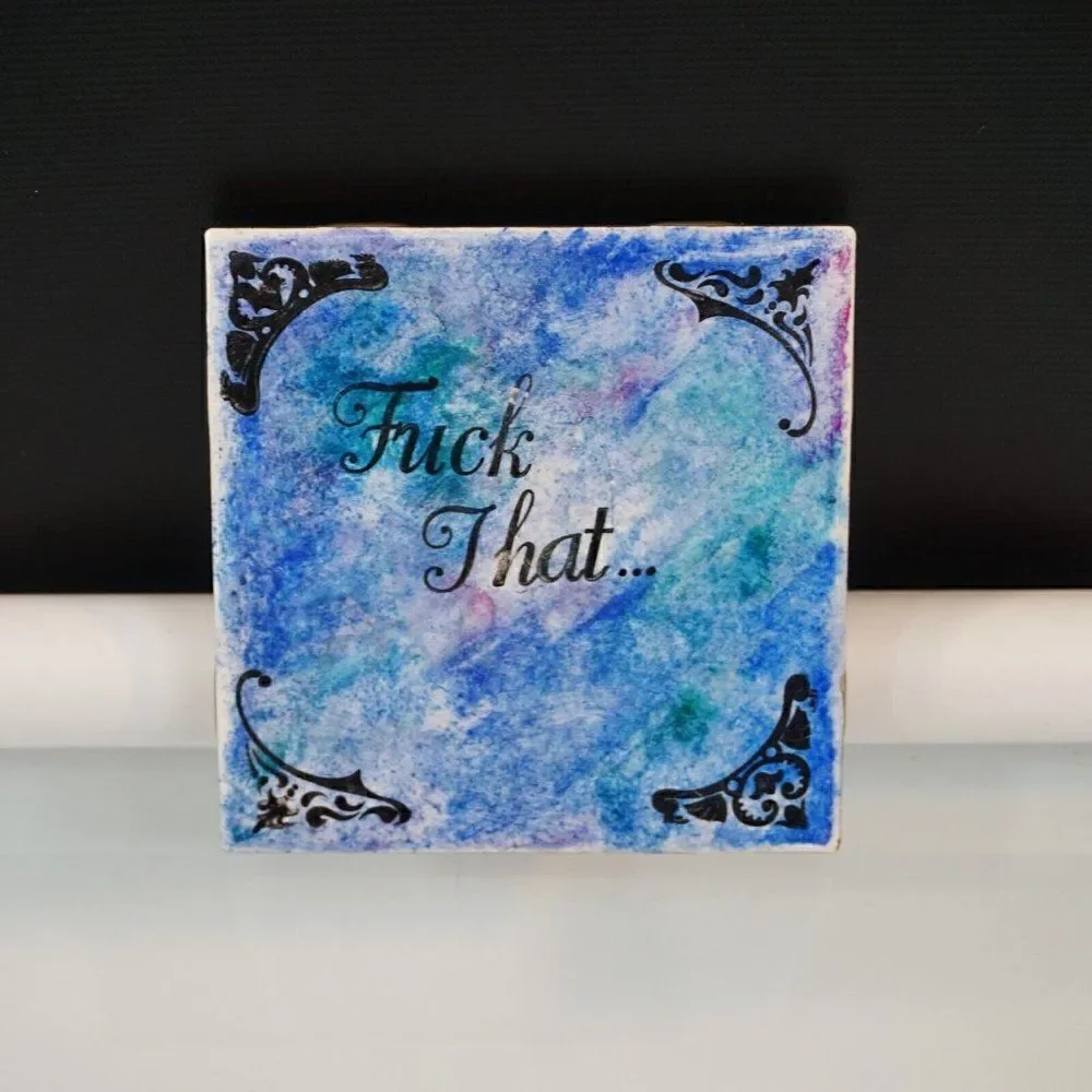 Novelty Coasters With Adult Funny Saying Ceramic Coaster Set Of 4 Made In USA